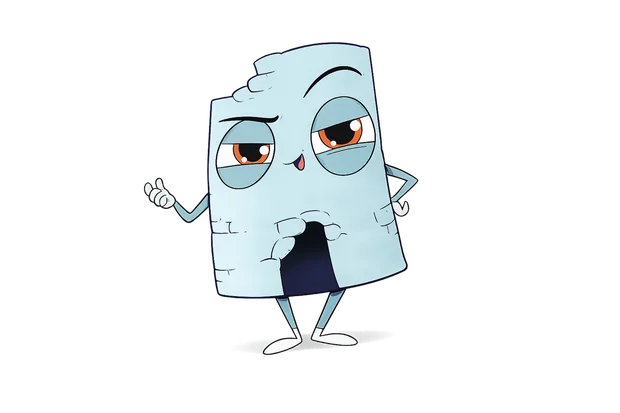 Mascotte Còro in posa sicura e ironica